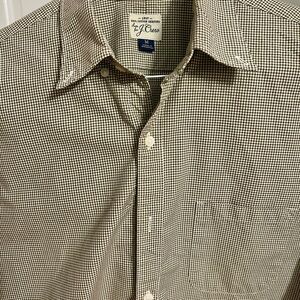 J. Crew Men's Grey Checkered Button Down Shirt. 100% Cotton